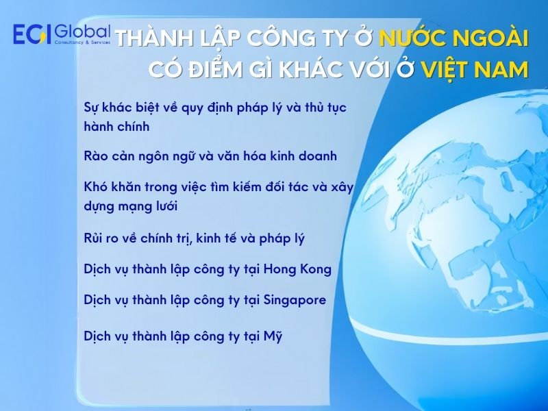 Thành lập công ty ở nước ngoài có điểm gì khác với ở Việt Nam